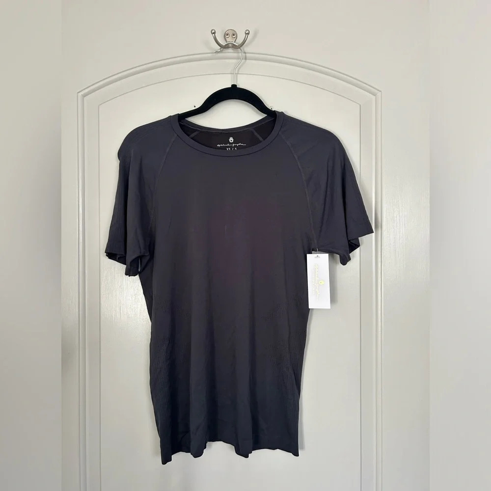Spiritual Gangster Black Ribbed Seamless Workout Short Sleeve Top size XS/S
